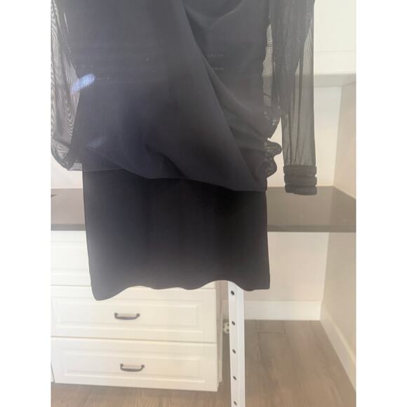 TADASHI stunning sheer black body con dress Size S gown cocktail formal holiday - Picture 7 of 13